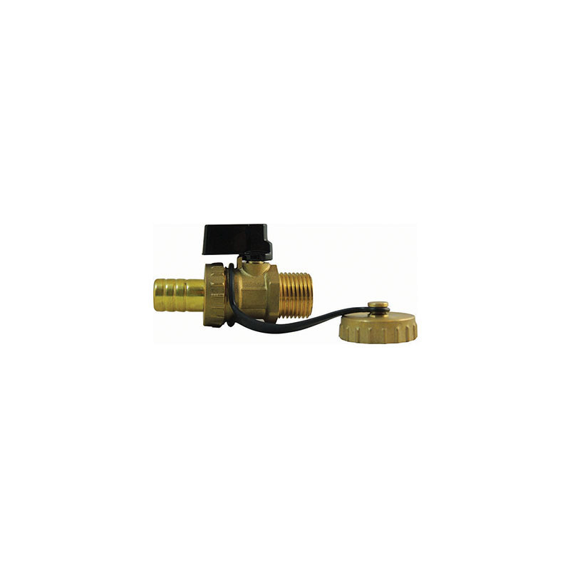 Boiler drain valve, Male, with hose connector and cap