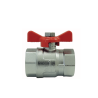 Female/Female ball valve, red butterfly handle