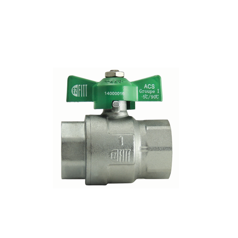 NF ball valve Female/Female, green butterfly handle