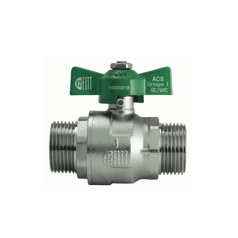 NF ball valve Male/Male, green butterfly handle