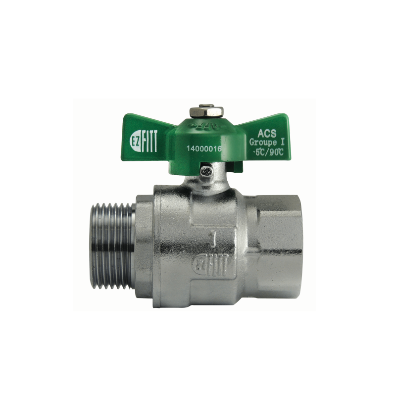 NF ball valve Male/Female, green butterfly handle