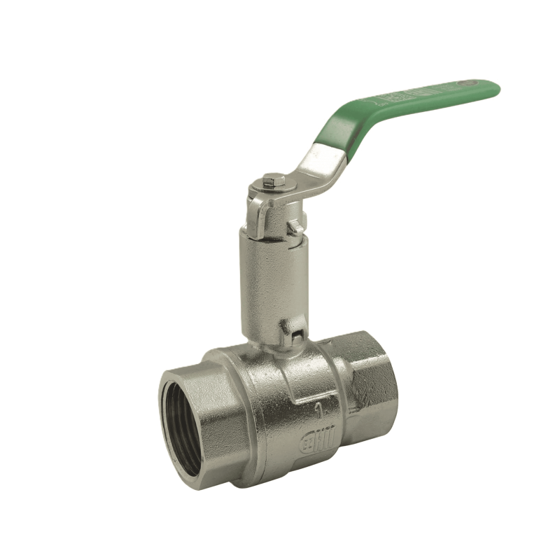 NF long stem ball valve, Female/Female, stainless steel green flat handle