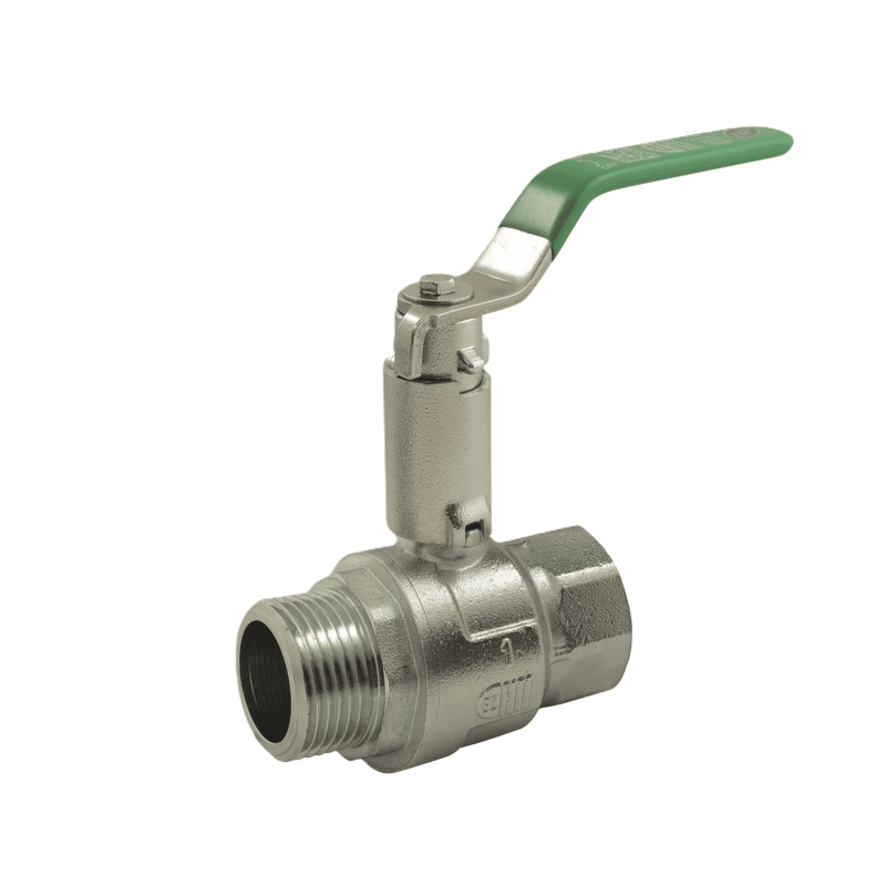 NF long stem ball valve, Male/Female, stainless steel green flat handle