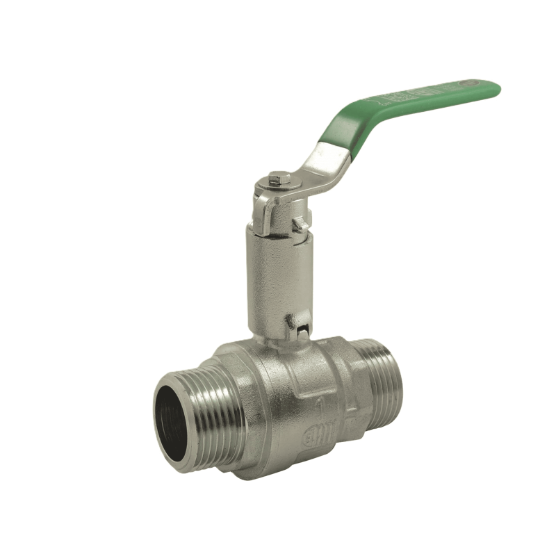 NF long stem ball valve, Male/Male, stainless steel green flat handle