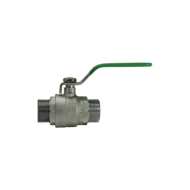 NF ball valve Male/Male, stainless steel green flat handle