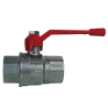 2-ways ball valve, Female/Female, red cylindrical handle