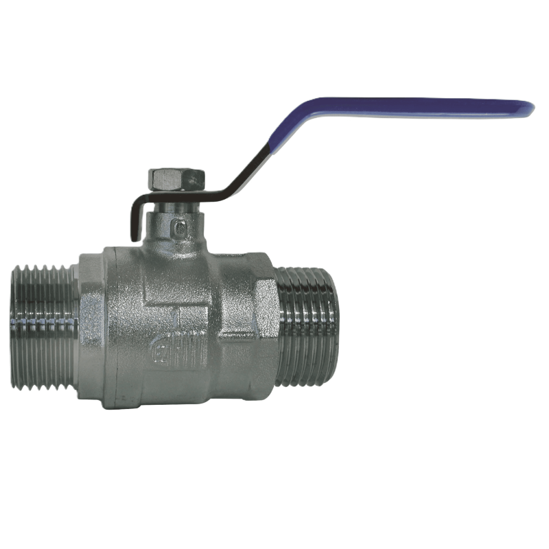 Male/Male ball valve, blue flat handle