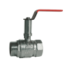 Long stem ball valve, Male/Female, red flat handle