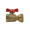 Straight water meter ball valve, Female, aluminium red handle