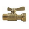 Water meter ball valve, Male, long model, brass asymmetric handle