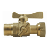 Water meter drain ball valve, Male, brass asymmetric handle