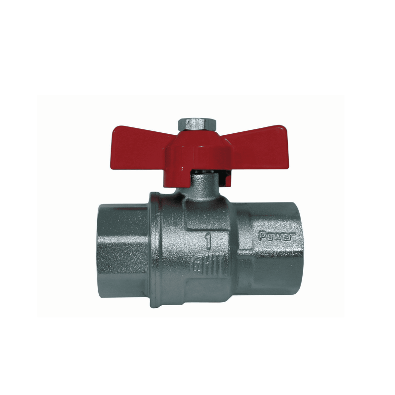 2-ways ball valve, Female/Female, red butterfly handle