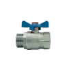 Male/Female ball valve, blue butterfly handle