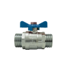 Male/Male ball valve, blue butterfly handle