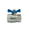 Female/Female ball valve, blue butterfly handle