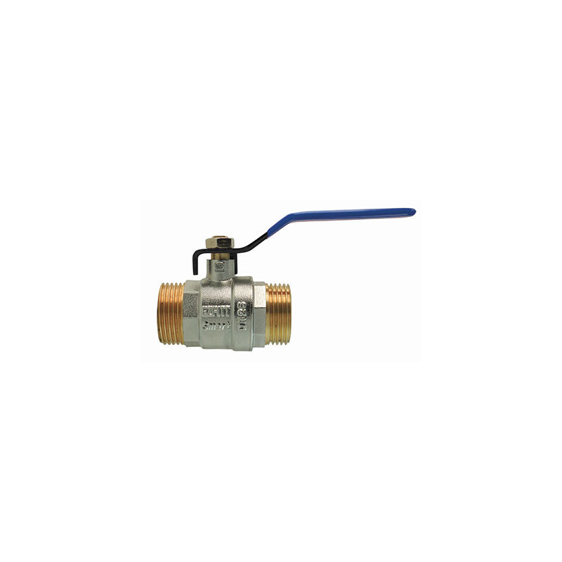 Male/Male ball valve, blue flat handle