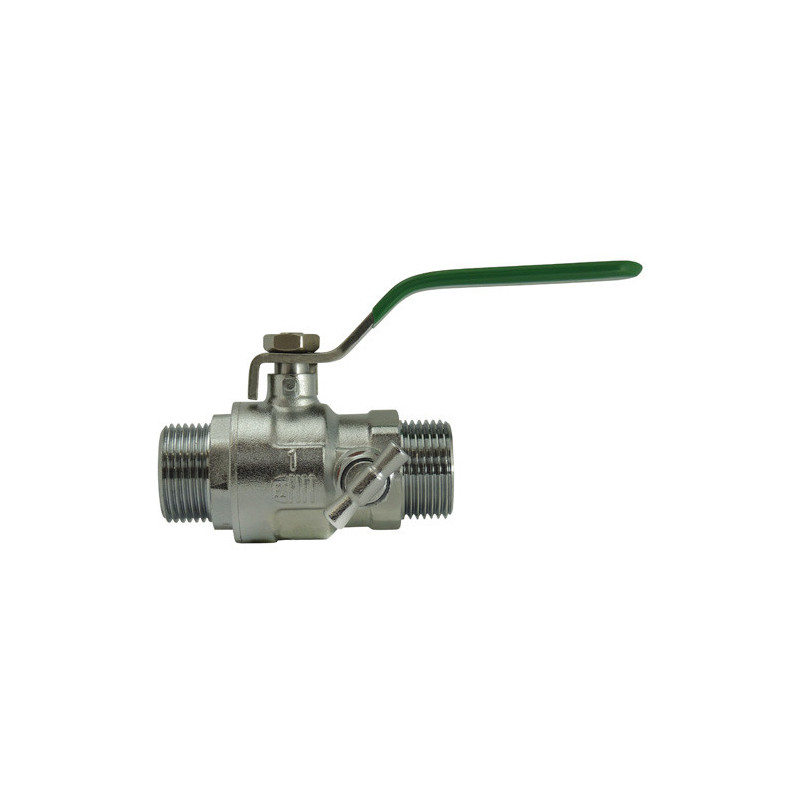 NF drain valve Male/Male, stainless steel green flat handle