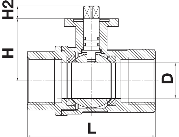 Vanne 2 voies Femelle/Femelle, plan de pose et axe nu carré ISO 5211